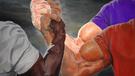 template meme epic handshake three way poignee de main 3 trois accord alliance bras muscles union equipe force pacte