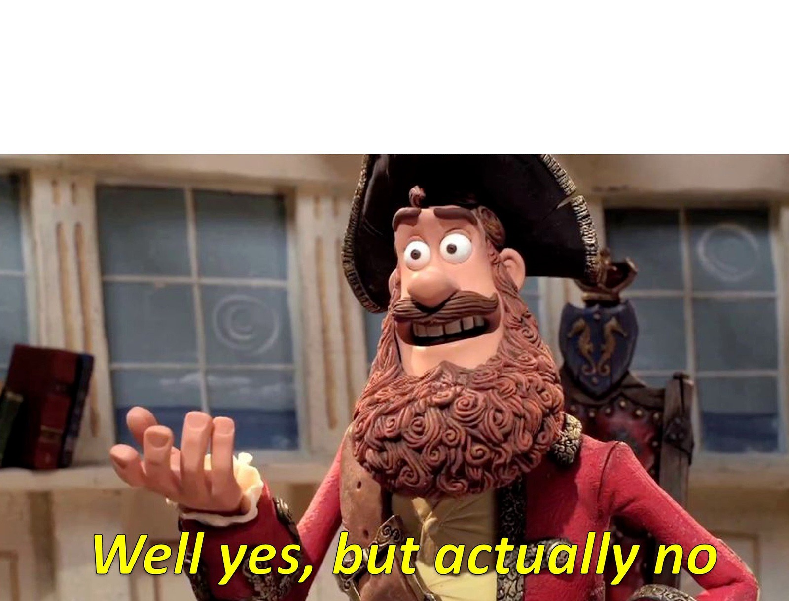 Sticker template meme well yes but actually no pirate pirates bons a rien oui mais non nuance capitaine barbu contredire desaccord reponse mauvaise foi humour drole par risibot