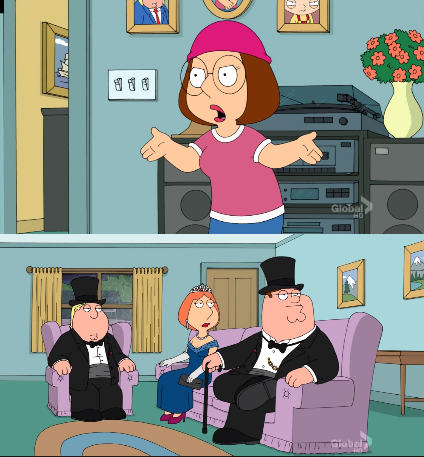 Sticker template meme meg family guy les griffin lois peter bourgeois meilleur que moi better than me inferieur jalousie dessin anime humiliation humour par risibot
