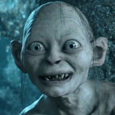 Sticker template meme gollum smeagol seigneur des anneaux lotr precieux hobbit creepy sourire fou my precious obsession dents humour par risibot