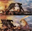template meme kong godzilla doge cheems chien battle combat batte frappe fight shiba baseball monstre