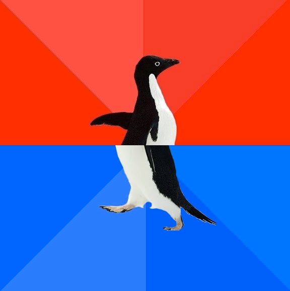 Sticker template meme awkward penguin pingouin manchot gene malaise social timide maladroit avant apres rage comic embarrassant ridicule reaction par risibot