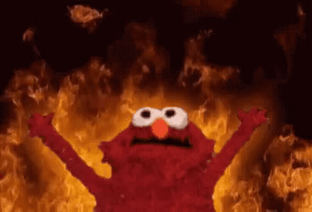 Sticker template meme fire elmo elmo feu flammes gif animation enfer chaos colere diable brule apocalypse rage par risibot