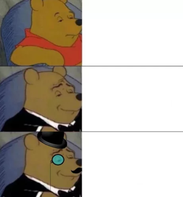 Sticker template meme fancy pooh tuxedo winnie winnie l ourson pooh classe chic elegant costume monocle luxe bourgeois raffine reaction par risibot