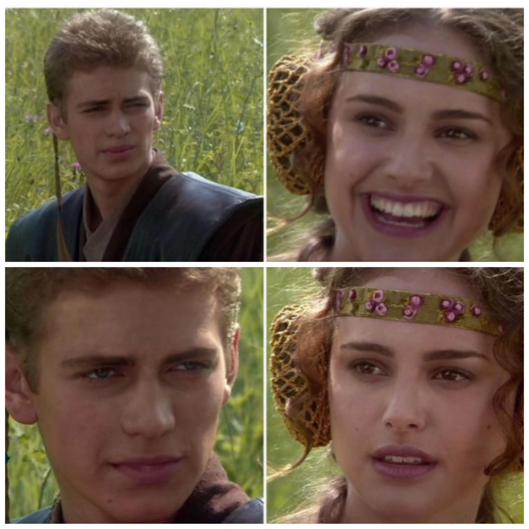 Sticker template meme anakin padme natalie portman hayden christensen star wars right padme tu es bien d accord sourire inquiet couple heureux realisation reaction par risibot
