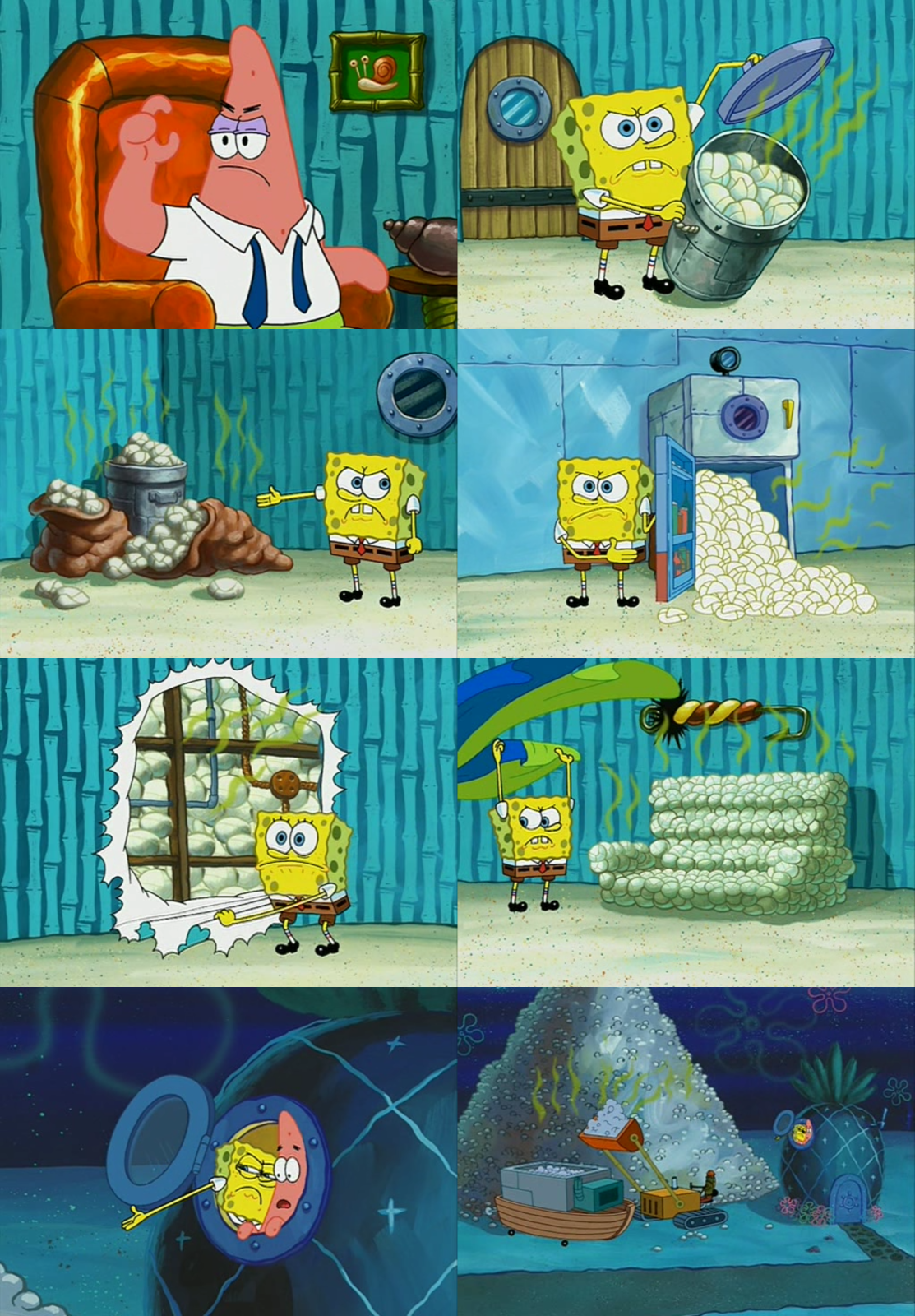Sticker template meme spongebob diapers patrick bobleponge pizza chaos mur casse eponge eau couches dessin anime sale par risibot
