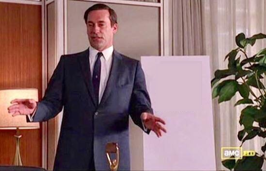Sticker template meme don draper whiteboard mad men tableau presentation pitch costume explique idee vide reunion blanc reaction par risibot