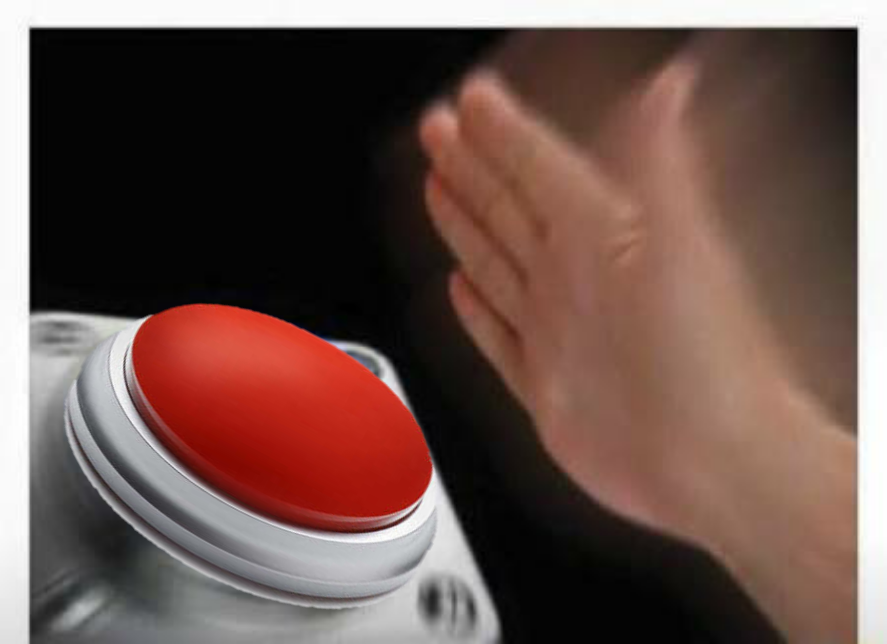Sticker template meme red button bouton rouge claque sur le bouton main qui frappe appuyer fort smash button rouge poussoir envoyer valider buzzer tape fort valider vite par risibot