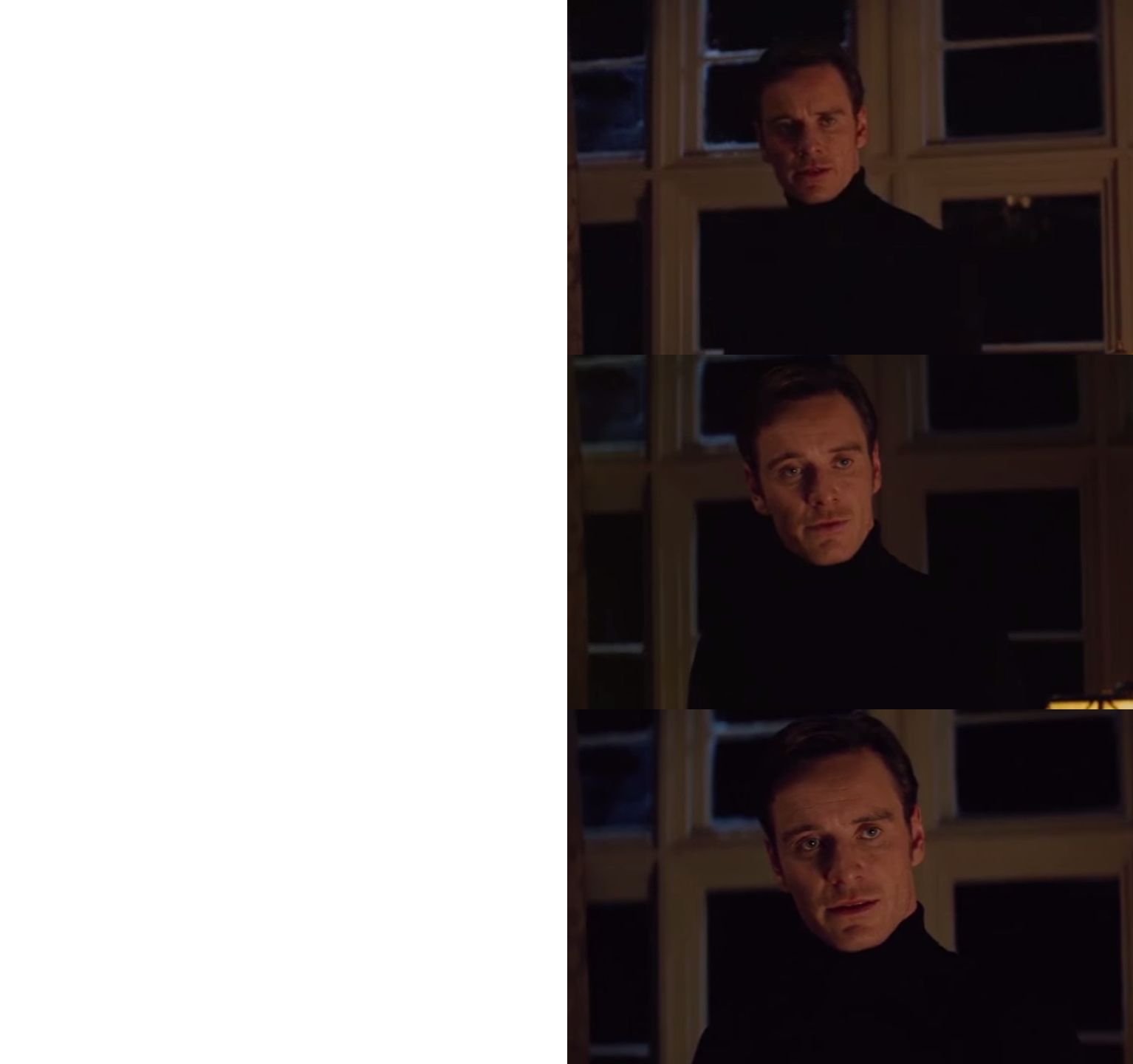 Sticker template meme perfection michael fassbender magneto x men acteur trois cases parfait mieux et mieux satisfaction jouissif fier approuve toi aussi par risibot