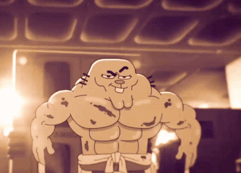 Sticker template meme chad richard gumball richard watterson muscu gigachad dessin anime gif animation muscle gros bras sepia fort baraque musclee par risibot