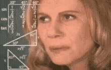 Sticker template meme confused math lady math lady calcul equations maths confuse incomprehension perdue hein gif animation trigonometrie reflechit par risibot