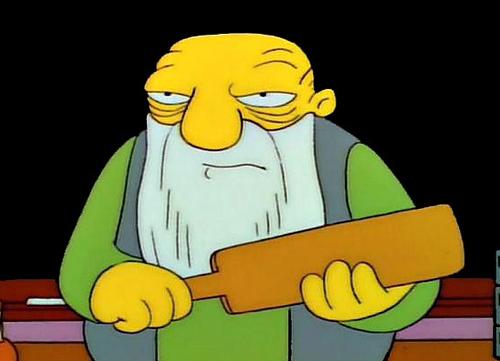 Sticker template meme thats a paddlin paddlin simpsons jasper vieux pagaie punition coup de rame interdit pas bien tu vas voir menace papy par risibot