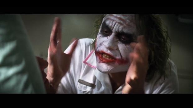 Sticker template meme everybody loses their minds joker batman heath ledger folie tout le monde perd la tete chaos hilare panique clown reaction drole humour par risibot