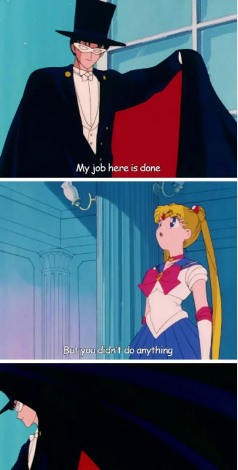 Sticker template meme my job here is done sailor moon tuxedo mask mission accomplie boulot termine disparait manga anime japonais cape fin travail fini reaction drole par risibot