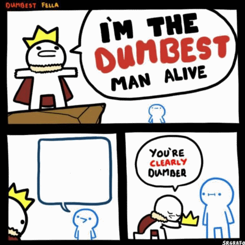 Sticker template meme dumbest man alive homme le plus stupide idiot bete debile roi couronne comic aucune honte plus con cretin reaction drole humour par risibot