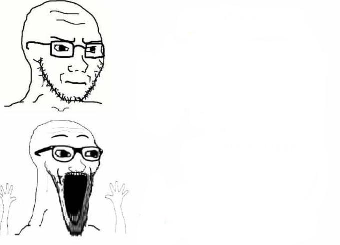 Sticker template meme place japan soyjak wojak dessin triste cri lunettes hurle nerd cringe deux cases reaction drole par risibot