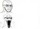 template meme place japan soyjak wojak dessin triste cri lunettes hurle nerd cringe deux cases reaction drole