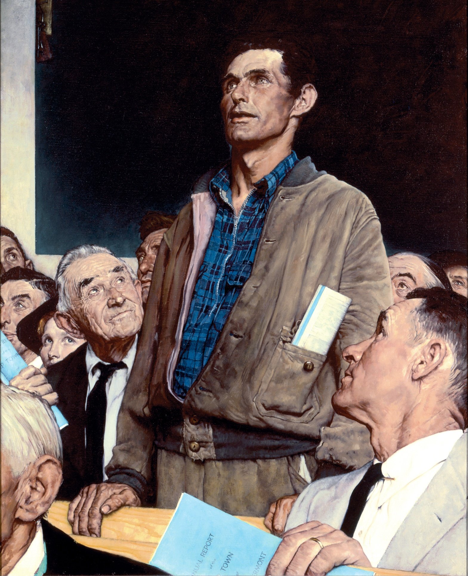 Sticker template meme town hall prend position debout reunion mairie norman rockwell peinture courage courage d un seul opinion contestation reaction drole par risibot
