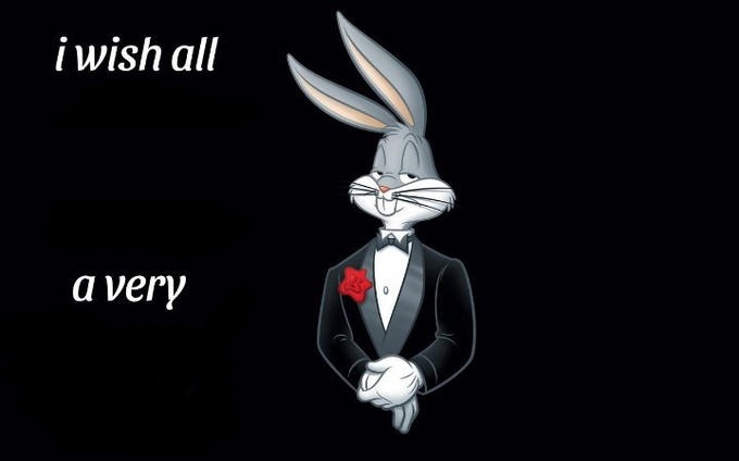 Sticker template meme wish all bugs bunny lapin smoking souhaite a tous vux noir noel bonne annee fete blank reaction drole par risibot