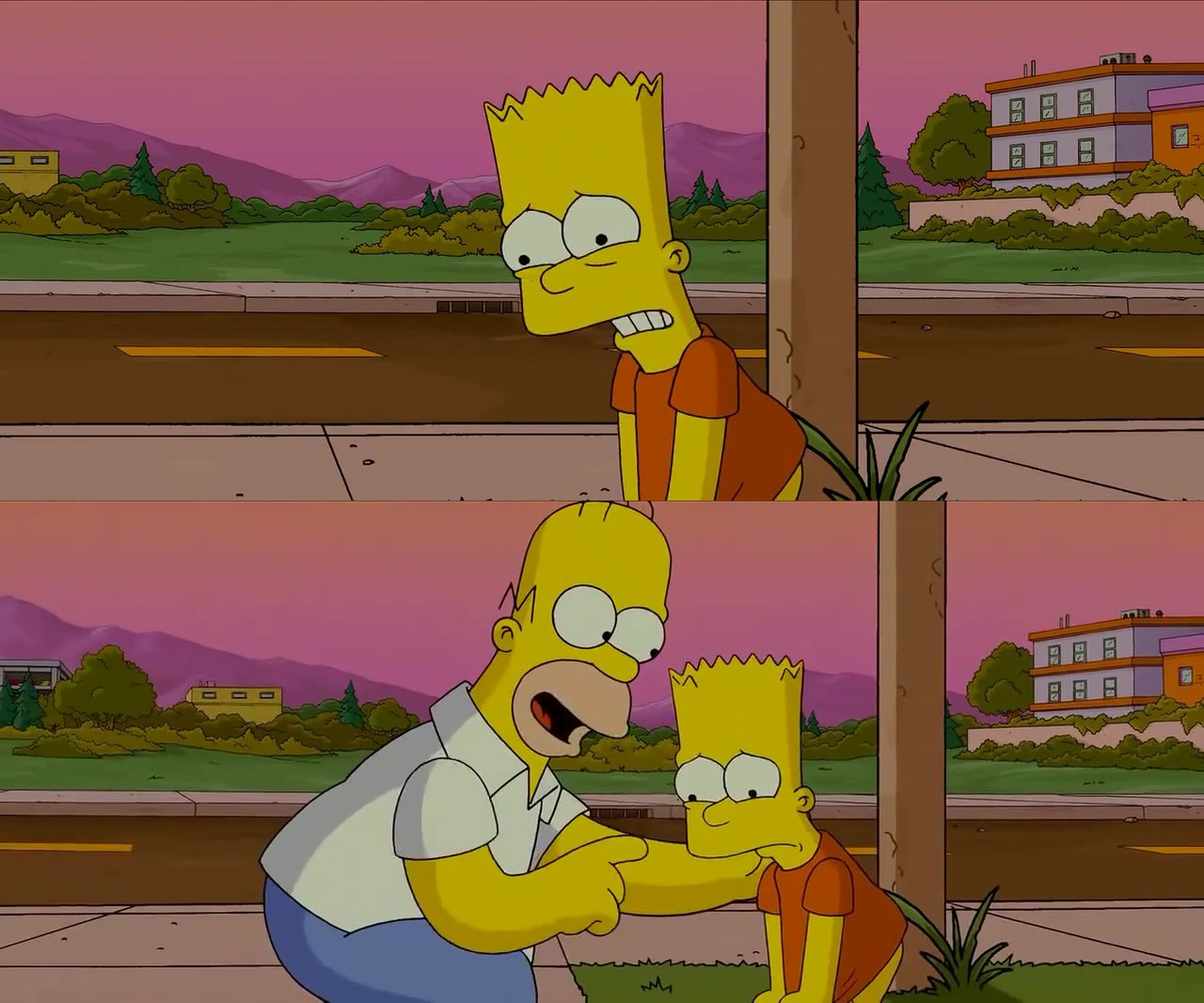 Sticker template meme homer bart simpsons pire journee etrangle pere fils colere pire jour simpson tristesse resigne depression reaction par risibot