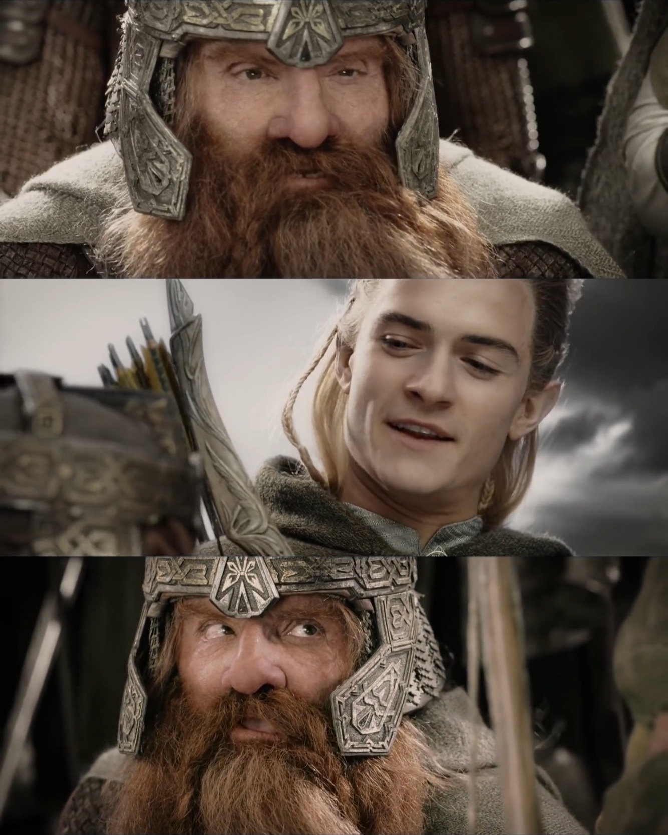 Sticker template meme aye i could do that gimli legolas lord of the rings seigneur des anneaux nain elfe je pourrais le faire trois cases defi reaction drole humour par risibot