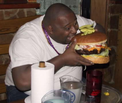 Sticker template meme fat guy eating burger gros burger mange hamburger faim gourmand bouffe glouton fast food manger reaction drole par risibot