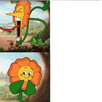 template meme cuphead flower fleur jeu video cri hurle gentille mechante deux faces hypocrite sourire cris reaction