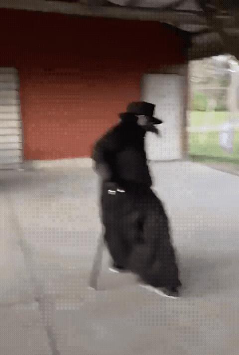 Sticker template meme gif animation plague doctor gangsta paradise docteur peste coolio marche masque epidemie sombre danse reaction drole par risibot
