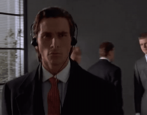 Sticker template meme gif animation bateman patrick american psycho marche walking christian bale costume classe tueur film swag par risibot