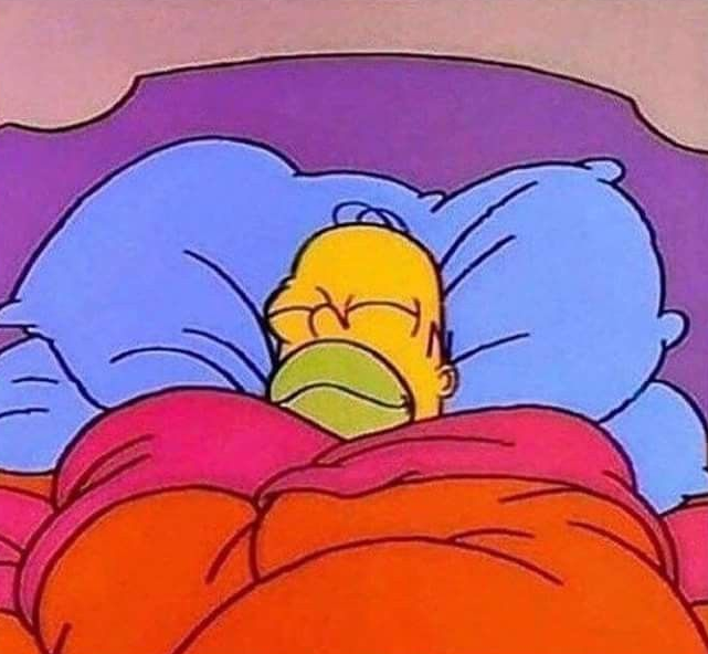 Sticker template meme homer simpson dort sommeil lit simpsons paisible dormir calme couette repose homer simpson reaction par risibot