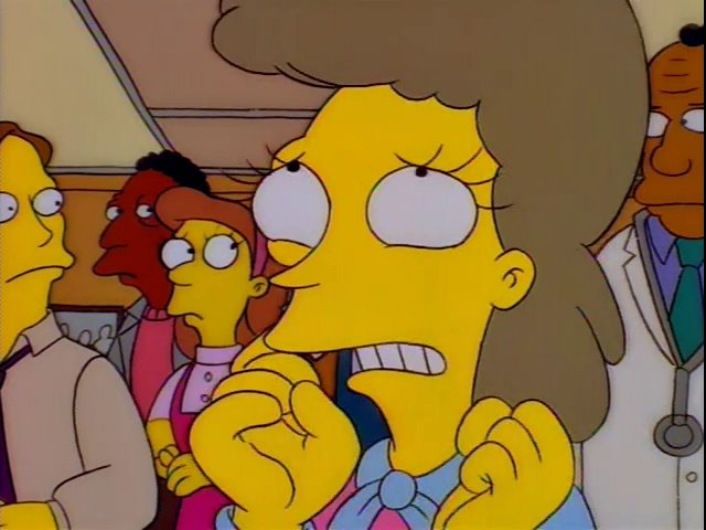 Sticker template meme helen lovejoy simpsons les enfants pensez aux enfants hysterique pitie morale helen lovejoy enfants pensez aux reaction par risibot