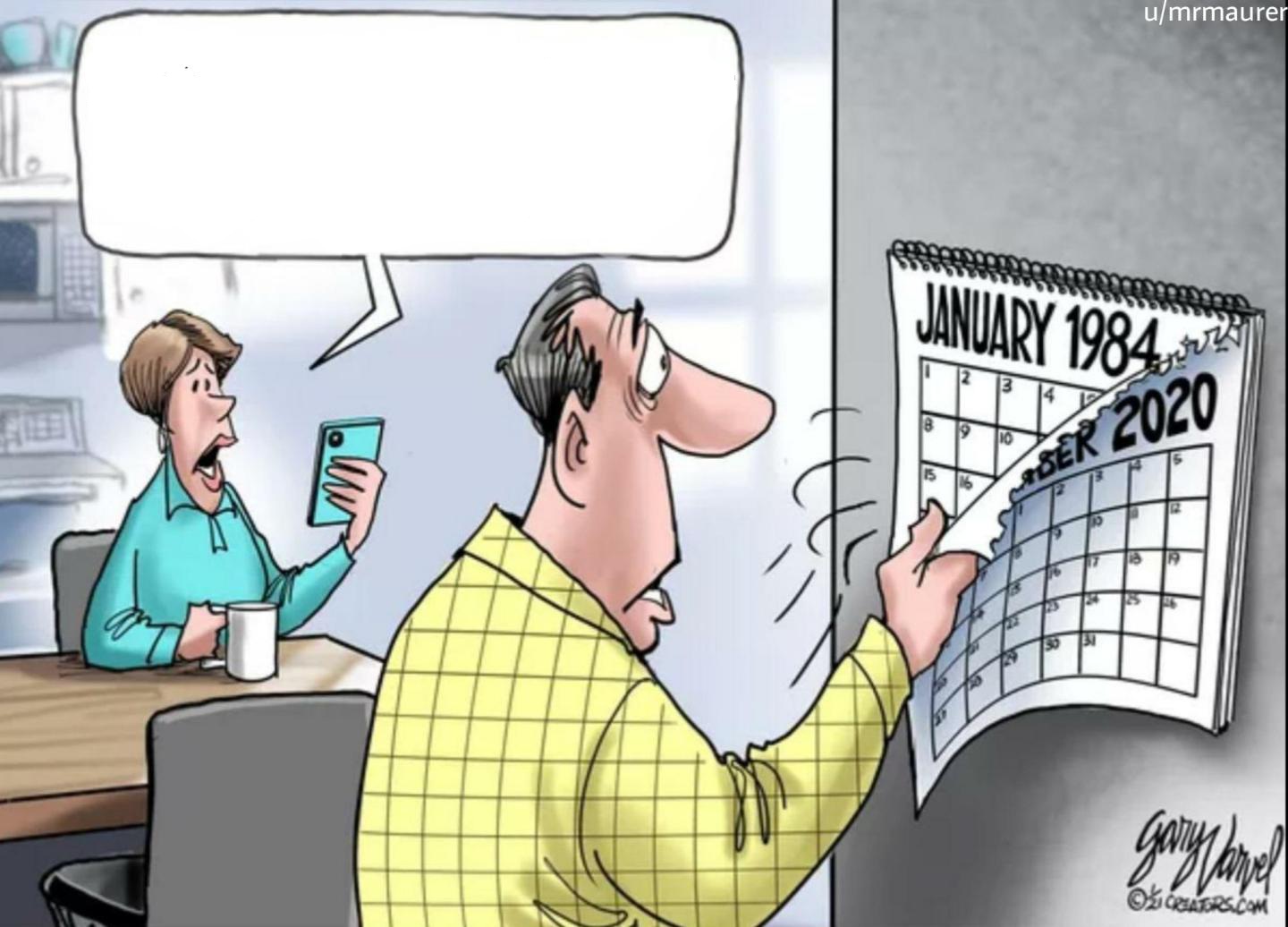 Sticker template meme 1984 calendar calendrier 1984 orwell 2020 dystopie page arrachee dessin presse couple surveillance journal calendar page par risibot