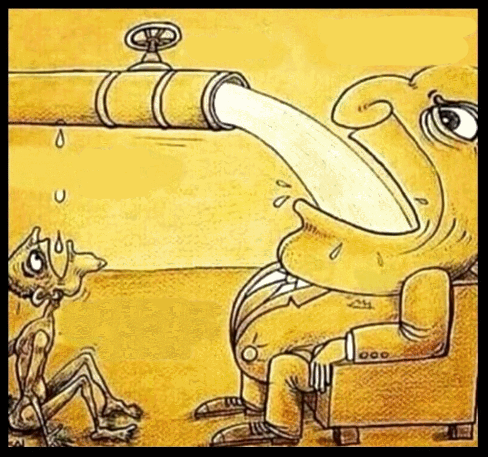 Sticker template meme fat guy drinking water gros pompe tuyau eau boit inegalites pauvre riche dessin dependance exploite capitalisme par risibot