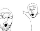template meme soyjak pointing pointe doigt wojak surpris bouche ouverte cri barbe lunettes nerd reaction bouche