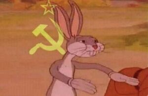 Sticker template meme our bugs bunny urss communisme faucille et marteau lapin nous notre notre camarade tapis camaraderie russe bugs par risibot