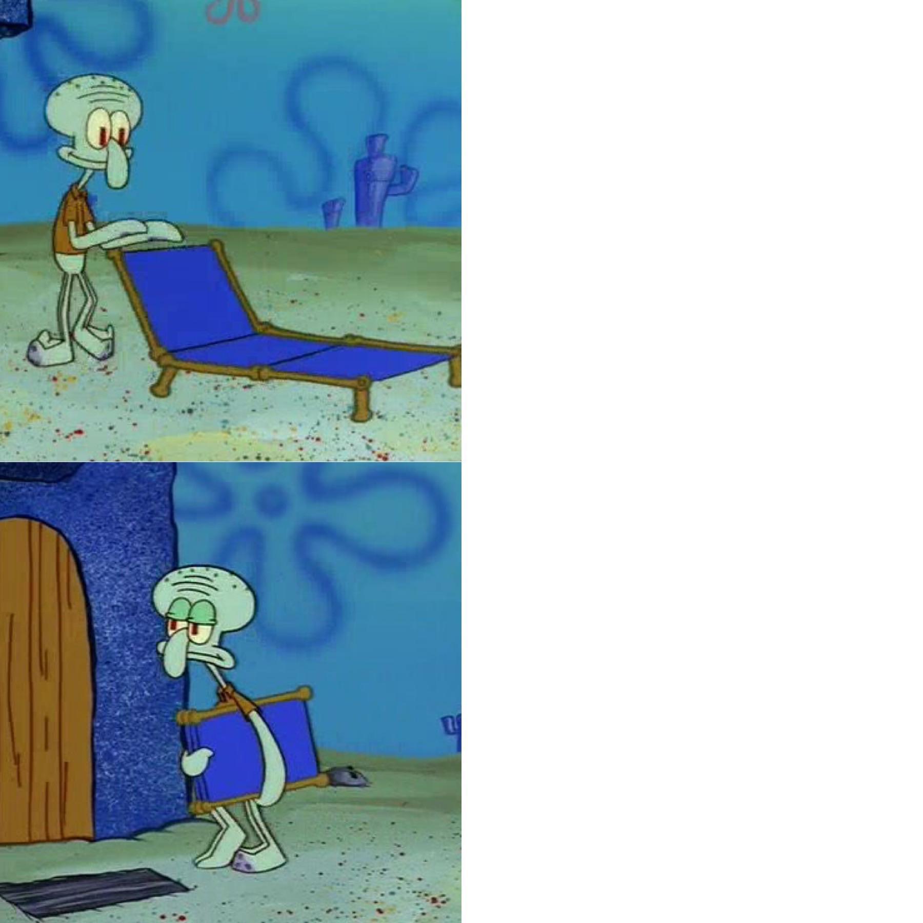 Sticker template meme squidward chair carlo transat chaise bob eponge pret pret entre rentre mange pas retour maison fuit par risibot