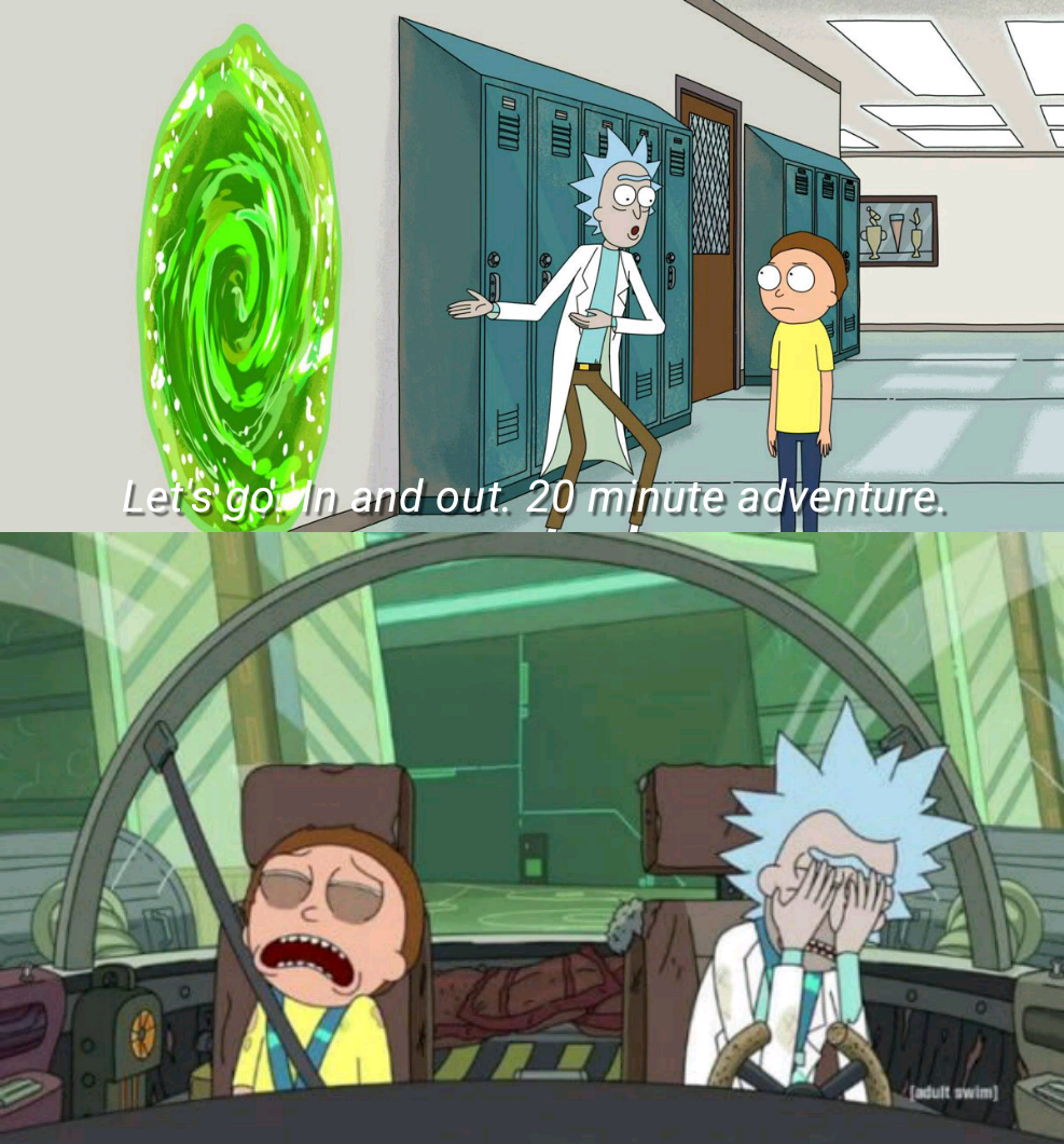 Sticker template meme rick morty portail aventure vingt minutes portal dessin anime serie fatigue epuise facepalm desastre erreur par risibot