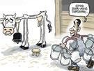 template meme milking the cow vache lait traite obama bonjour exploite epuise fermier dessin politique caricature argent milking