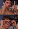template meme spiderman glasses lunettes tobey maguire peter parker mettre lunettes realisation comprendre ah ouais voir clair film tobey maguire