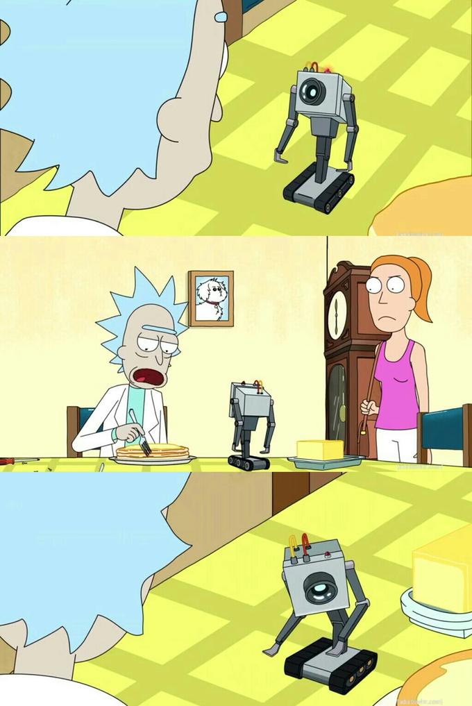 Sticker template meme whats my purpose butter robot rick and morty robot beurre but de la vie passe le beurre existentiel deprime serie cuisine dejeuner whats par risibot