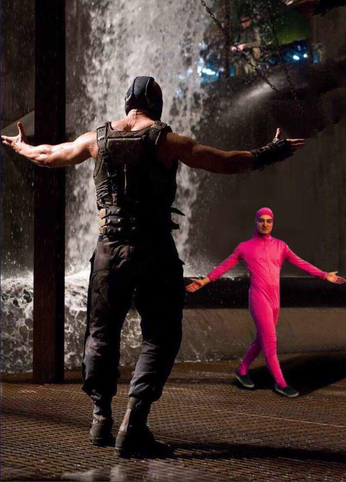 Sticker template meme pink guy bane filthy frank batman rose combat bras ouverts face a face duel the dark knight rises joji pervers pink par risibot