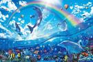 template meme happy dolphin rainbow dauphin arc en ciel mer ocean magique joie kitsch puzzle mignon decor happy