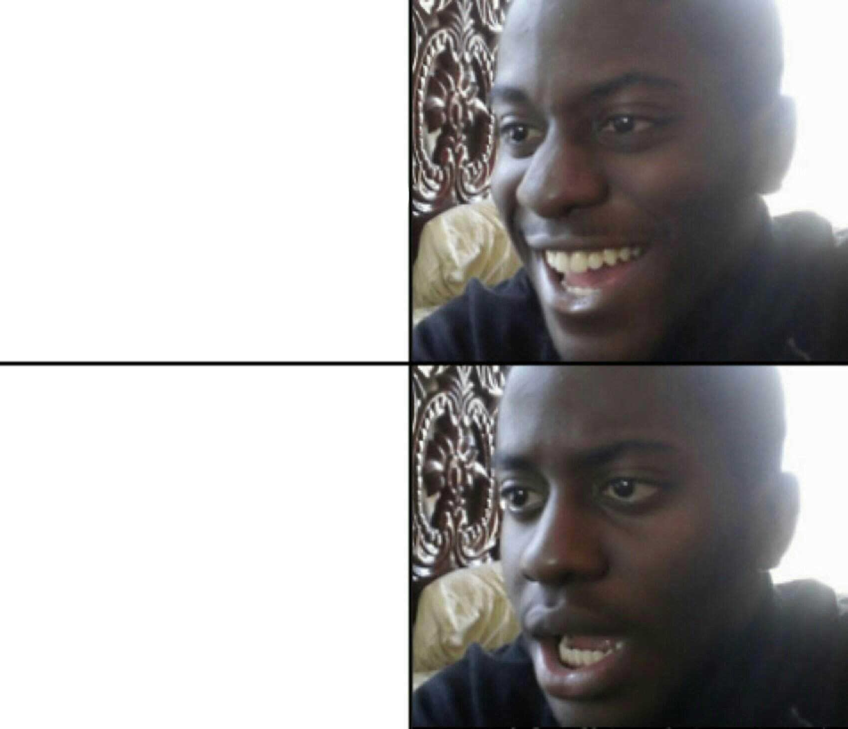 Sticker template meme joie choc sourire deception mauvaise nouvelle noir surpris reaction heureux triste gag happy shock yellow guy par risibot