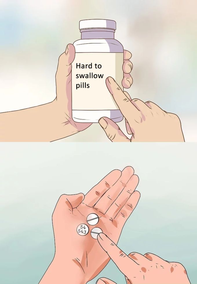Sticker template meme pilule avaler dur verite amere realite medicament main hard to swallow pills difficile accepter dessin pilules reaction par risibot