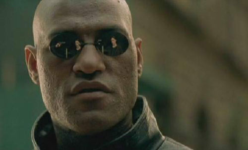 Sticker template meme morpheus matrix lunettes et si je te disais pilule neo laurence fishburne ironie sceptique science fiction matrix morpheus what if i told you reaction par risibot