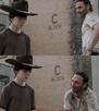 template meme rick grimes carl walking dead the walking dead c block serie zombies pere fils enfant chapeau histoire rick et carl