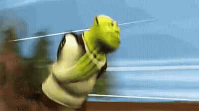 Sticker template meme gif animation shrek course court fuite fuit sprint panique ogre dreamworks vite shrek running par risibot