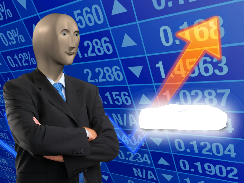 Sticker template meme stonks stock market bourse meme man bourse en hausse fleche trading finance argent investissement bitcoin empty stonks meme man stonks par risibot