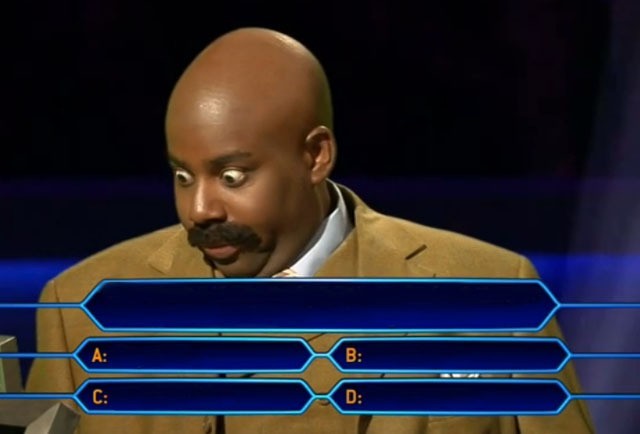 Sticker template meme millionnaire qui veut gagner des millions steve harvey kenan thompson jeu reponse choix question reaction humour drole blague par risibot