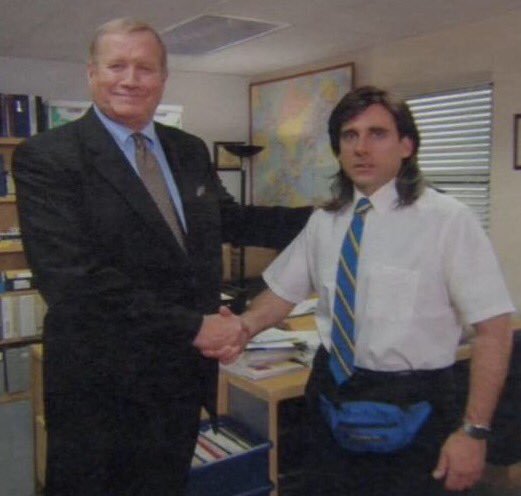 Sticker template meme office the office michael scott poignee de main felicitations bravo serre la main banane patron ron howard accord felicite reaction par risibot